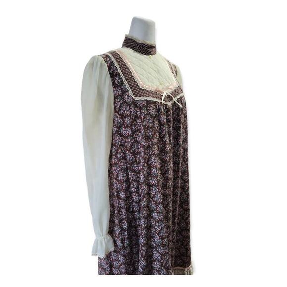 Vintage Gunne Sax 70s Floral Print Maxi Dress Cottage Prairie - Picture 13 of 14